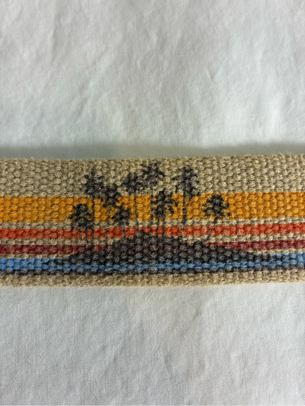 Unbranded California unisex belt 43” long Woven Stripe Canvas Ring buckle